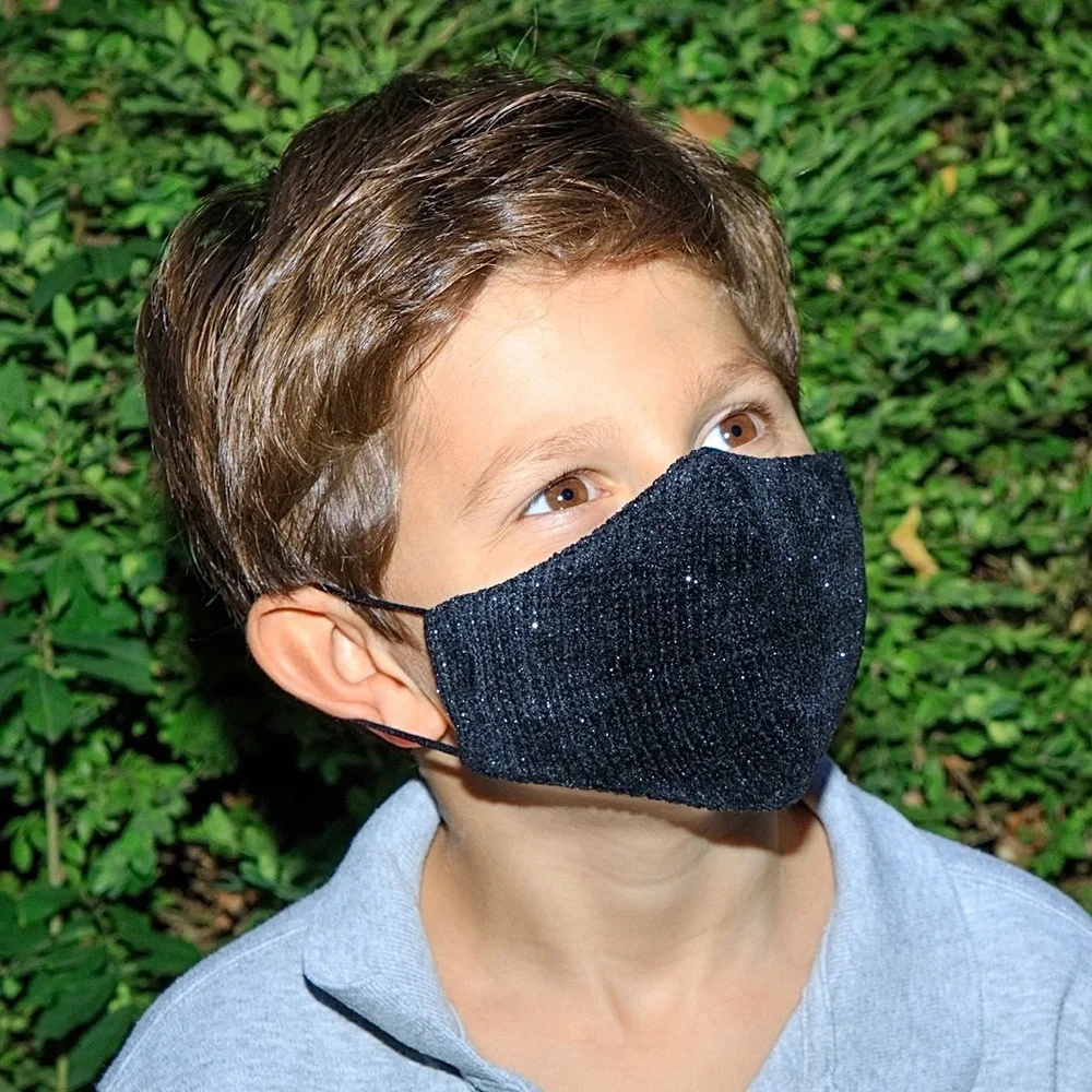 Lele Sadoughi SET OF 2 BLACK TIE KIDS' FACE MASKS, NWT